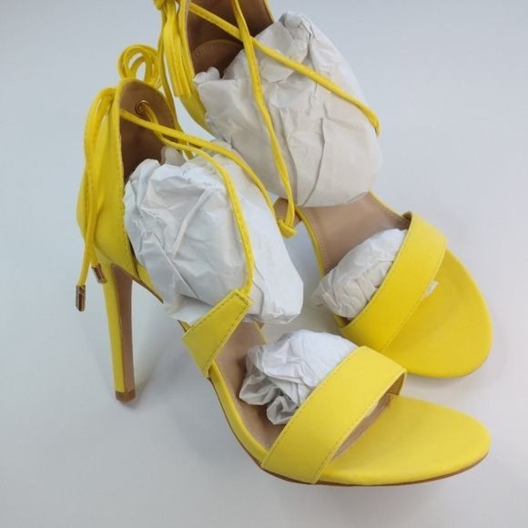 Glaze Womens Gladiator Strappy Stiletto Heels Sandals Yellow Size 8.5 - Picture 2 of 13